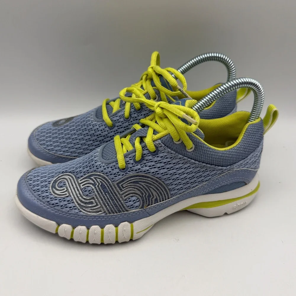 Ahnu YogaSport Flex Sneakers Women 6 Blue Lime Green Numentum Mesh Walking Shoes